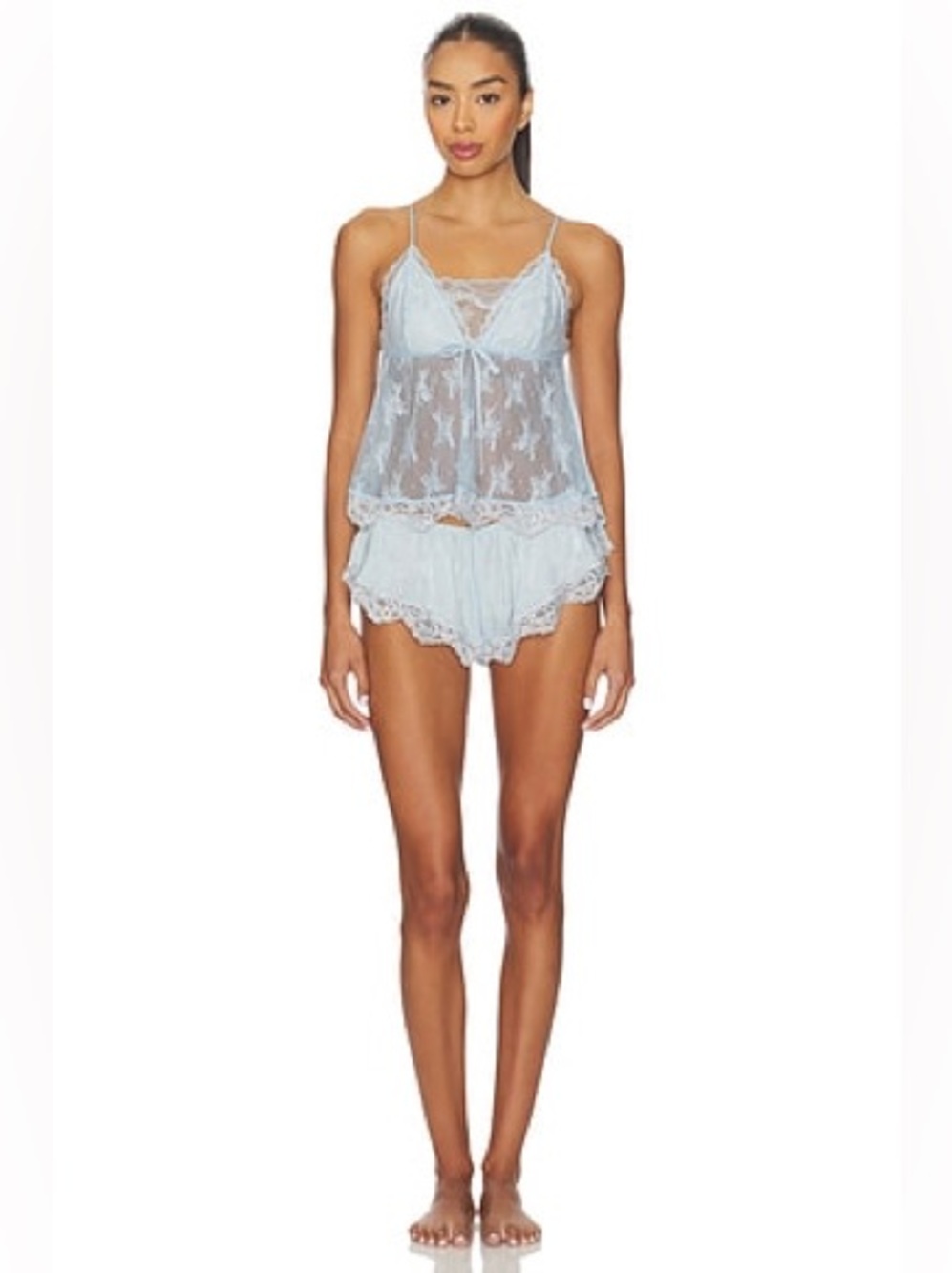 Free People Hearts Racing Sheer Lace & Mesh Pajamas NWOT